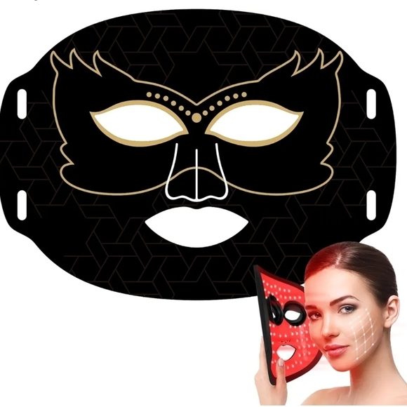 Black and Gold Face Mask Red Light - Picture 1 of 3